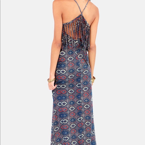 RVCA Burder blue print maxi dress - Picture 3 of 8